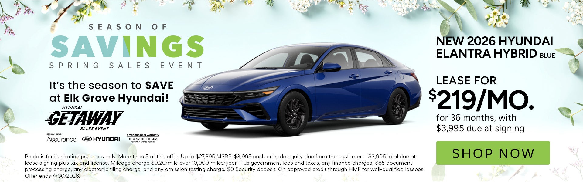 Lease for $219/month for 36 months $3,995 due at signing