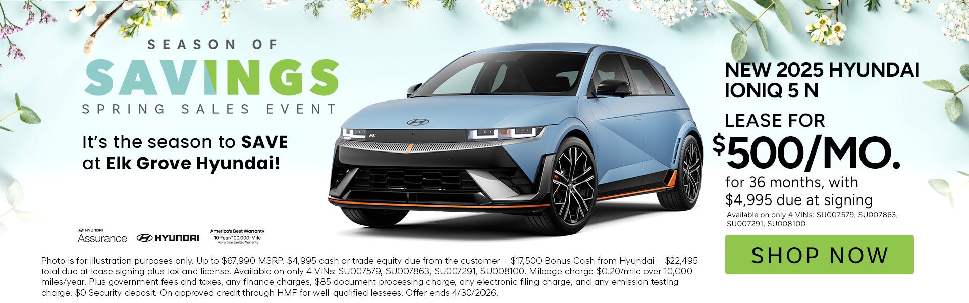 Lease for $500/month for 36 months $4,995 due at signing