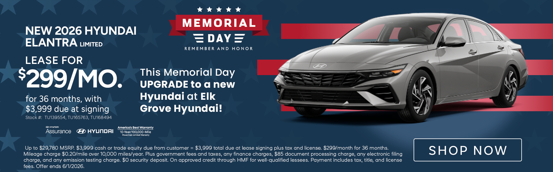 Lease for $299/month for 36 months (payment includes tax,