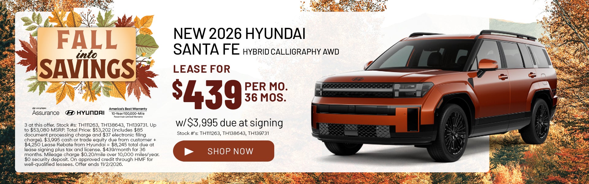 Lease the 2026 Hyundai Santa Fe Hybrid Calligraphy AWD
