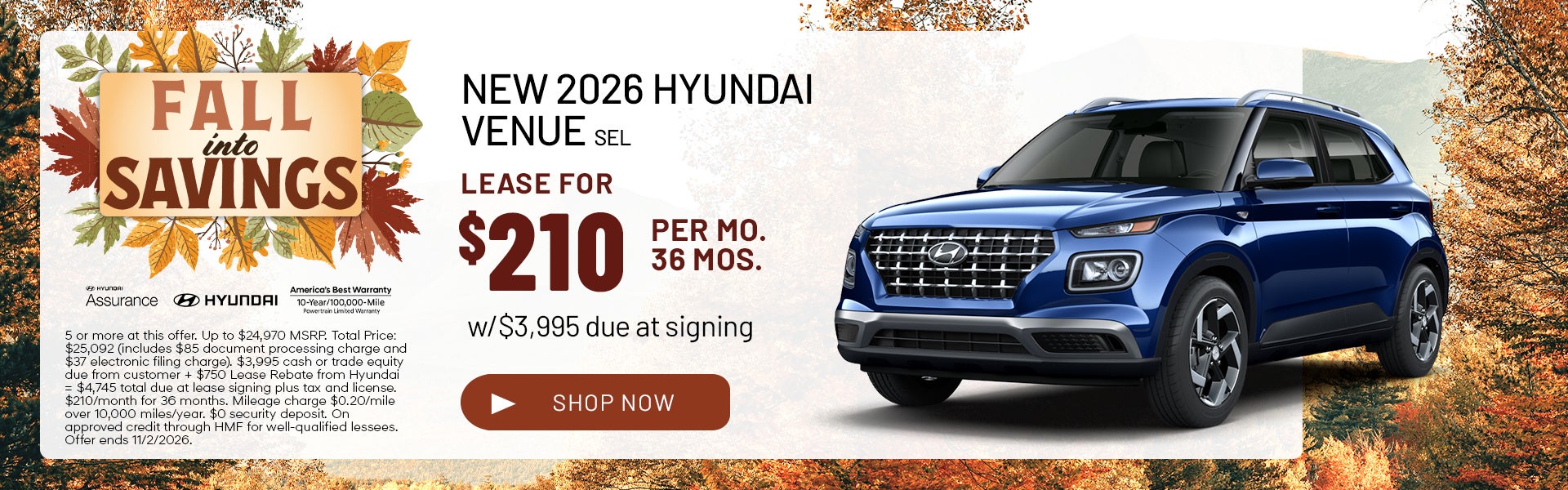 Lease for $210/month for 36 months $3,995 due at signing