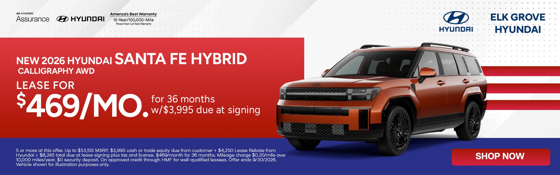 Lease the 2026 Hyundai Santa Fe Hybrid Calligraphy AWD