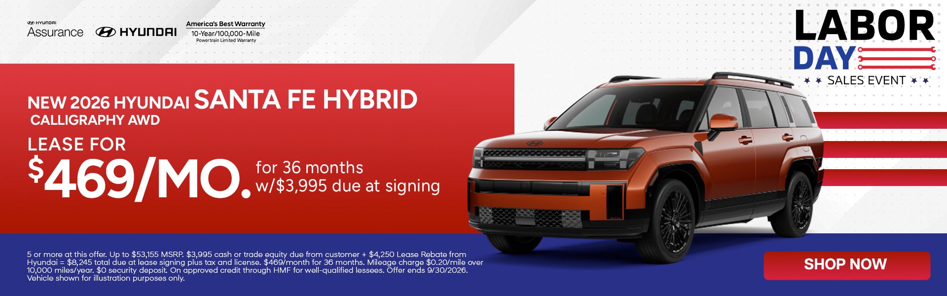 Lease the 2026 Hyundai Santa Fe Hybrid Calligraphy AWD
